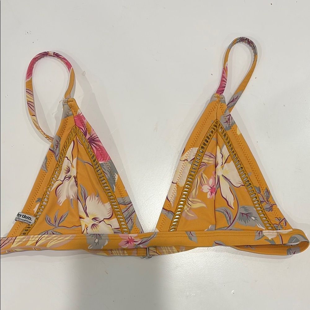 Rhythm Vibrant Yellow and Pink Bikini Top